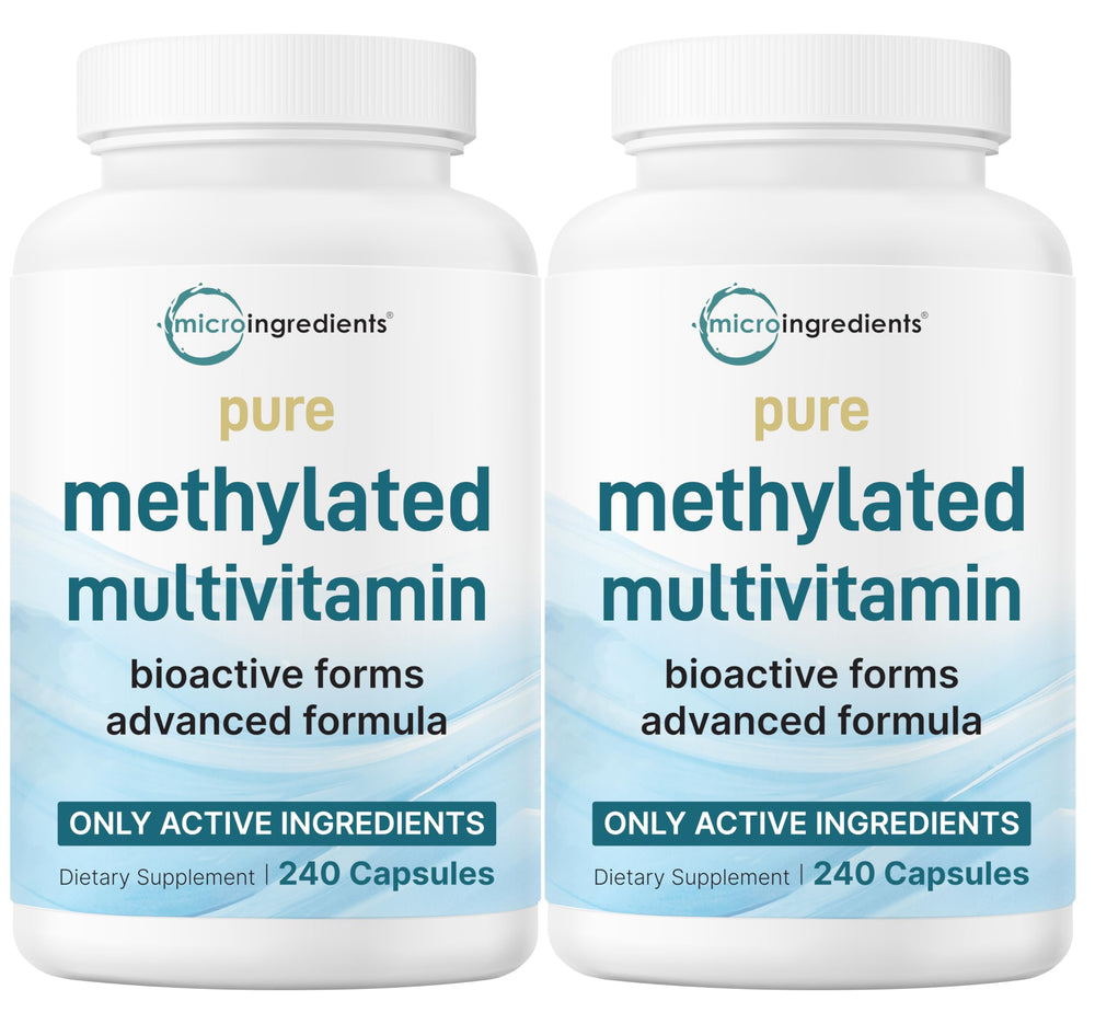 Micro Ingredients pure methylated multivitamin two-pack bottle front for daily wellness.