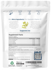 Micro Ingredients Quercetin packaging label highlights vitamin C and zinc for immune support