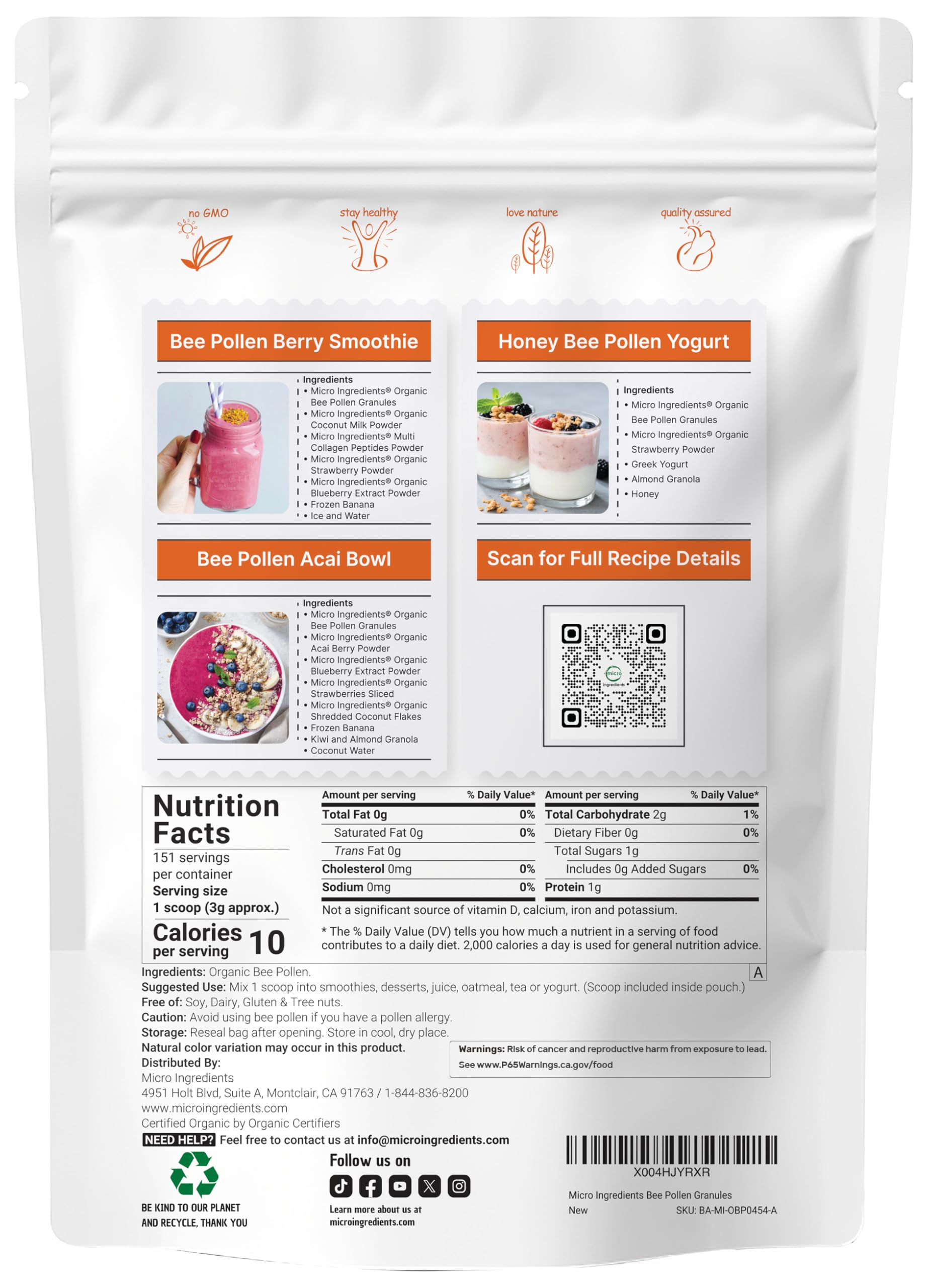 Closeup of raw bee pollen granules from Micro Ingredients
