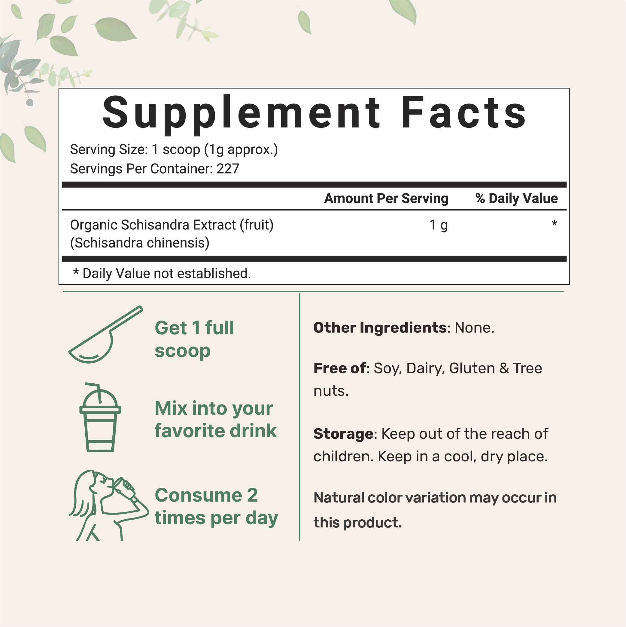 Micro Ingredients Schisandra powder with scoop highlights convenient daily dosing