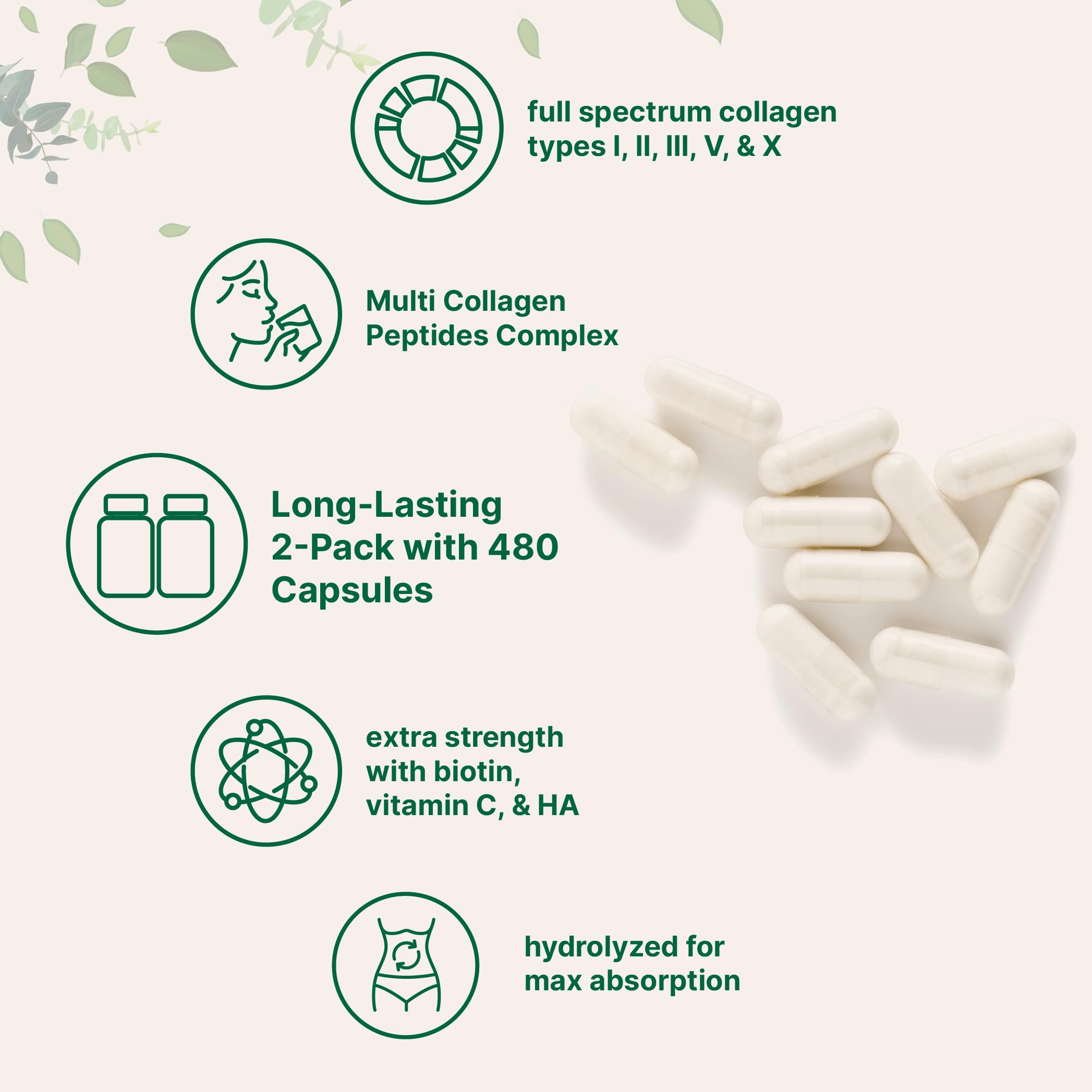 Serving details show 1,100 mg collagen per 3 capsules