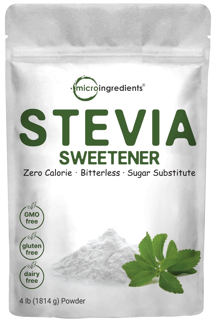 Micro Ingredients Stevia Allulose powder bottle for zero-calorie sweetness in beverages
