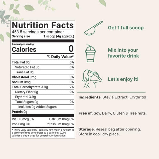 Micro Ingredients scoop showing a 4 g serving for precise sweetness