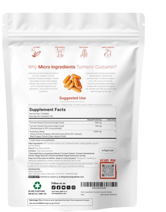 Micro Ingredients turmeric curcumin softgels for convenient daily use