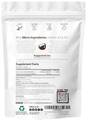 Micro Ingredients two-pack d3-k2 bottles showcase convenient packaging.
