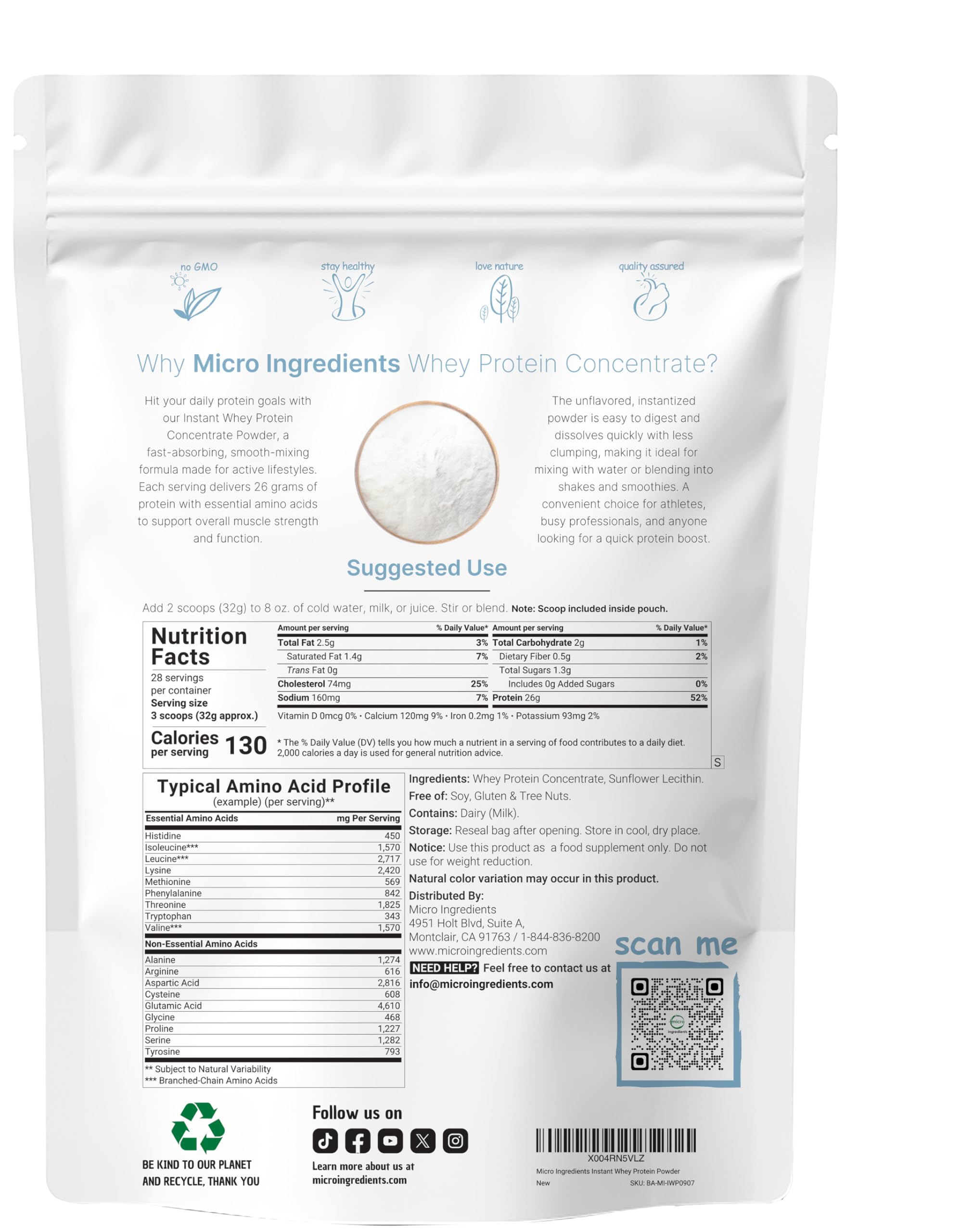 micro ingredients unflavored whey protein powder; smooth mix for shakes and coffee.