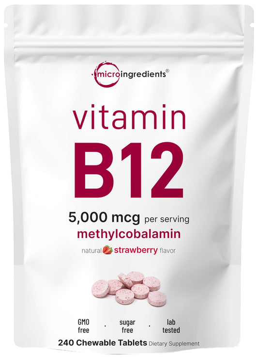 Micro Ingredients Vitamin B12 chews 5000 mcg for fast absorption.