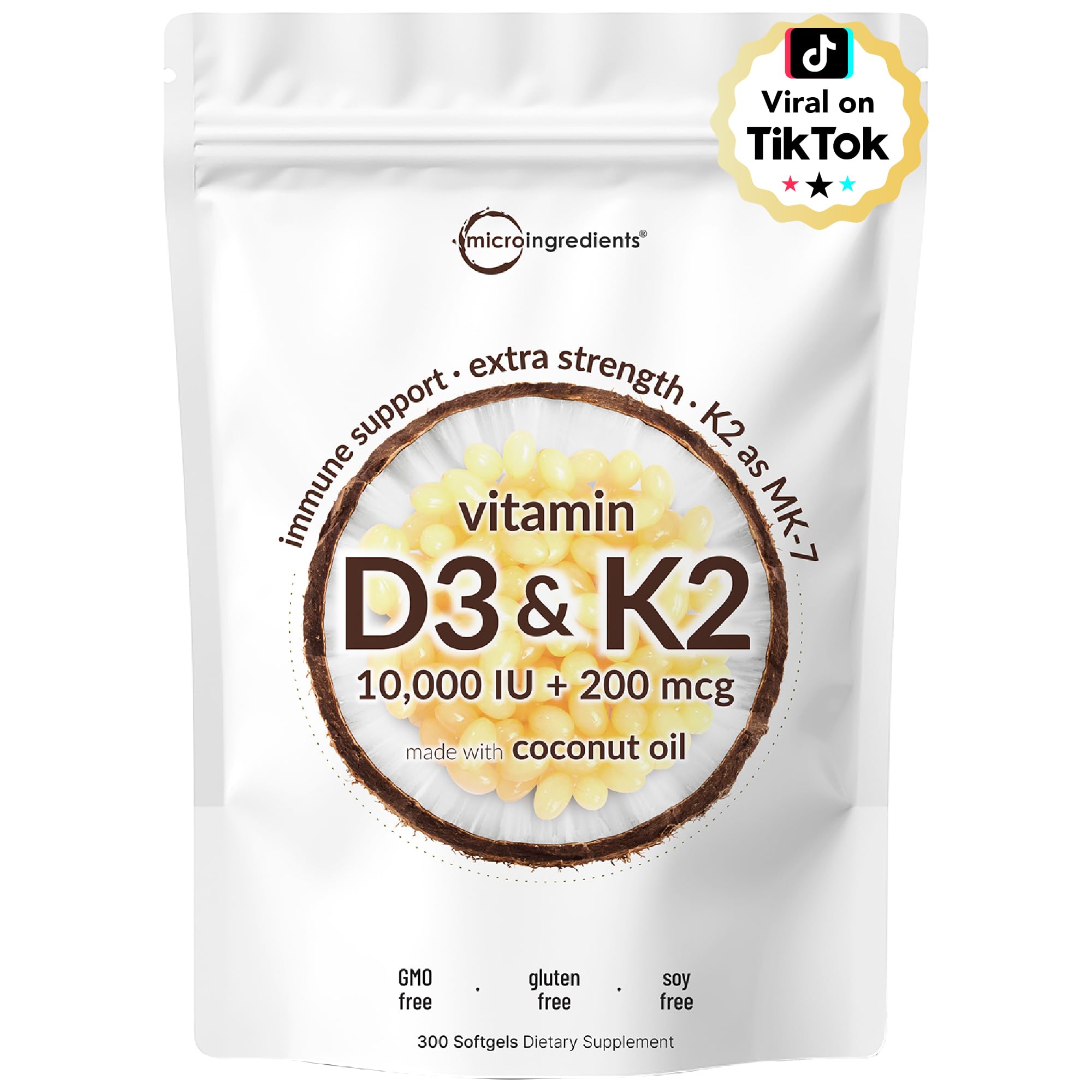 Micro Ingredients Vitamin D3 + K2 bottle for easy daily dosing.