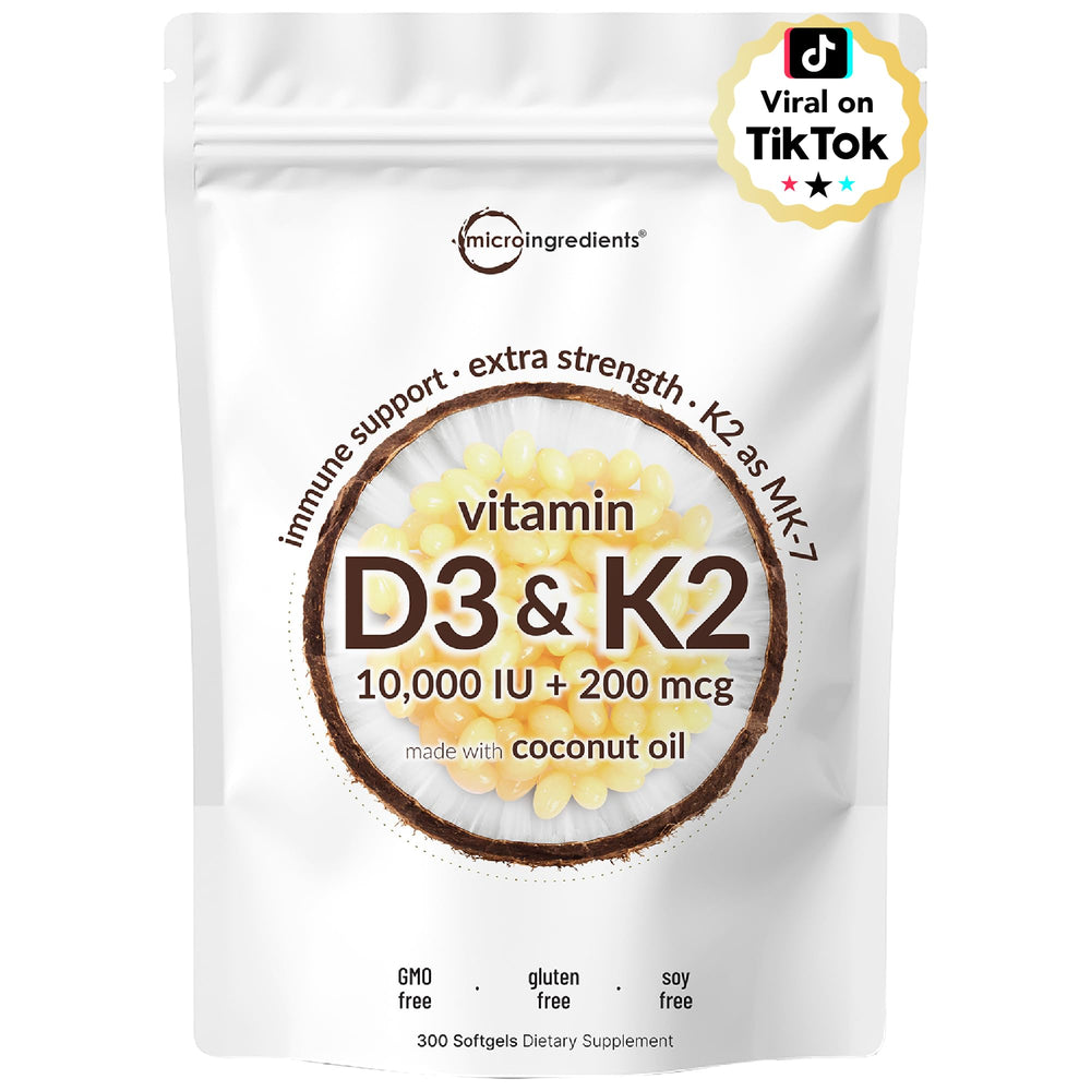 Micro Ingredients Vitamin D3 + K2 bottle for easy daily dosing.