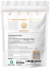 Micro Ingredients Vitamin D3 K2 softgels being poured for convenient daily intake.