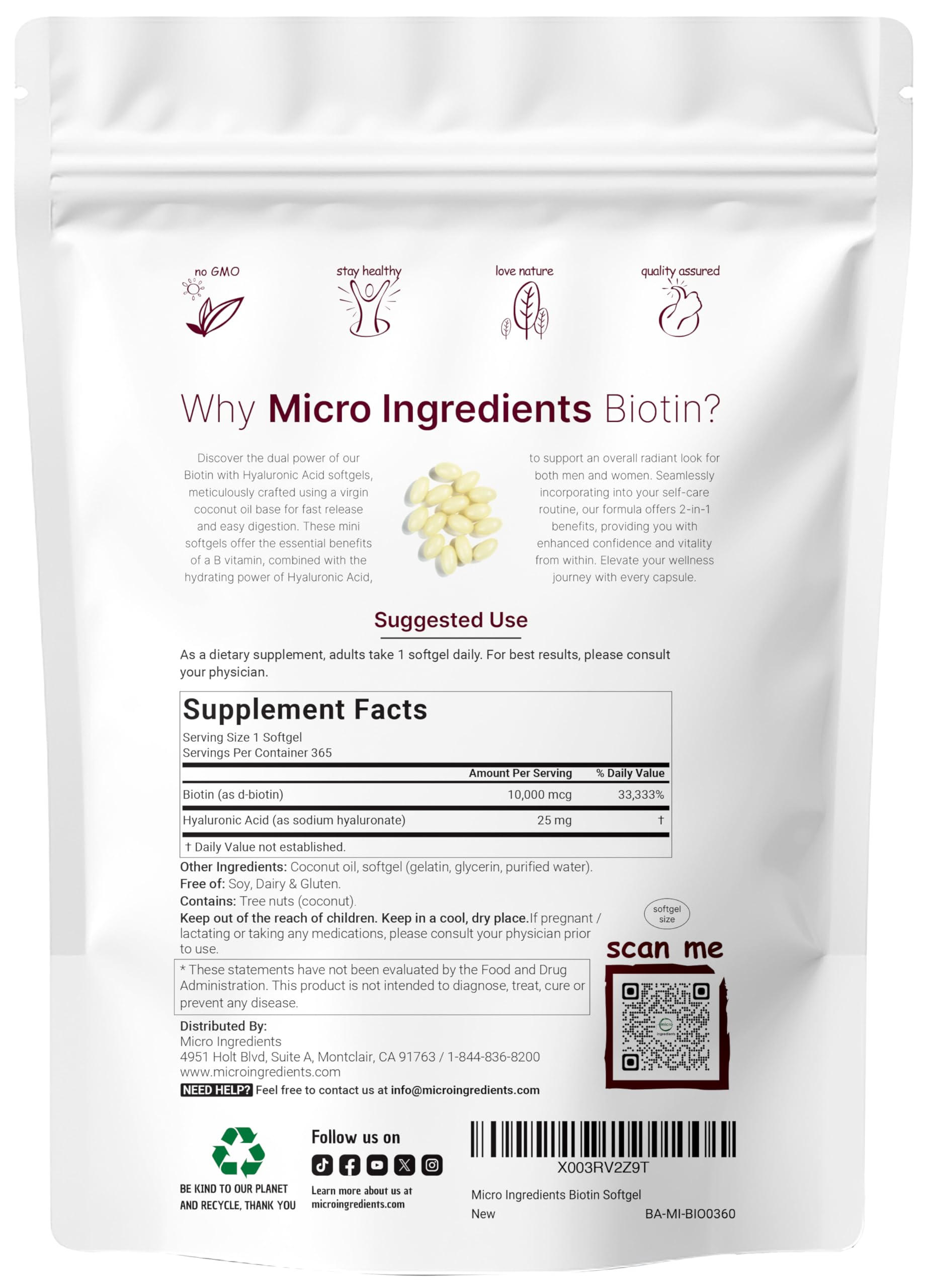 Micro Ingredients year-long softgels shown for convenient daily wellness routine.