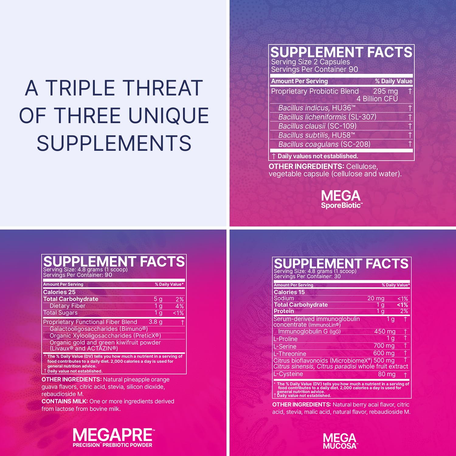 Microbiome Labs MegaMucosa powder with implied immune support for mucosal health.