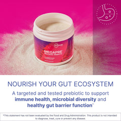 MegaPre scoop measures the powder for precise daily prebiotic fiber intake.