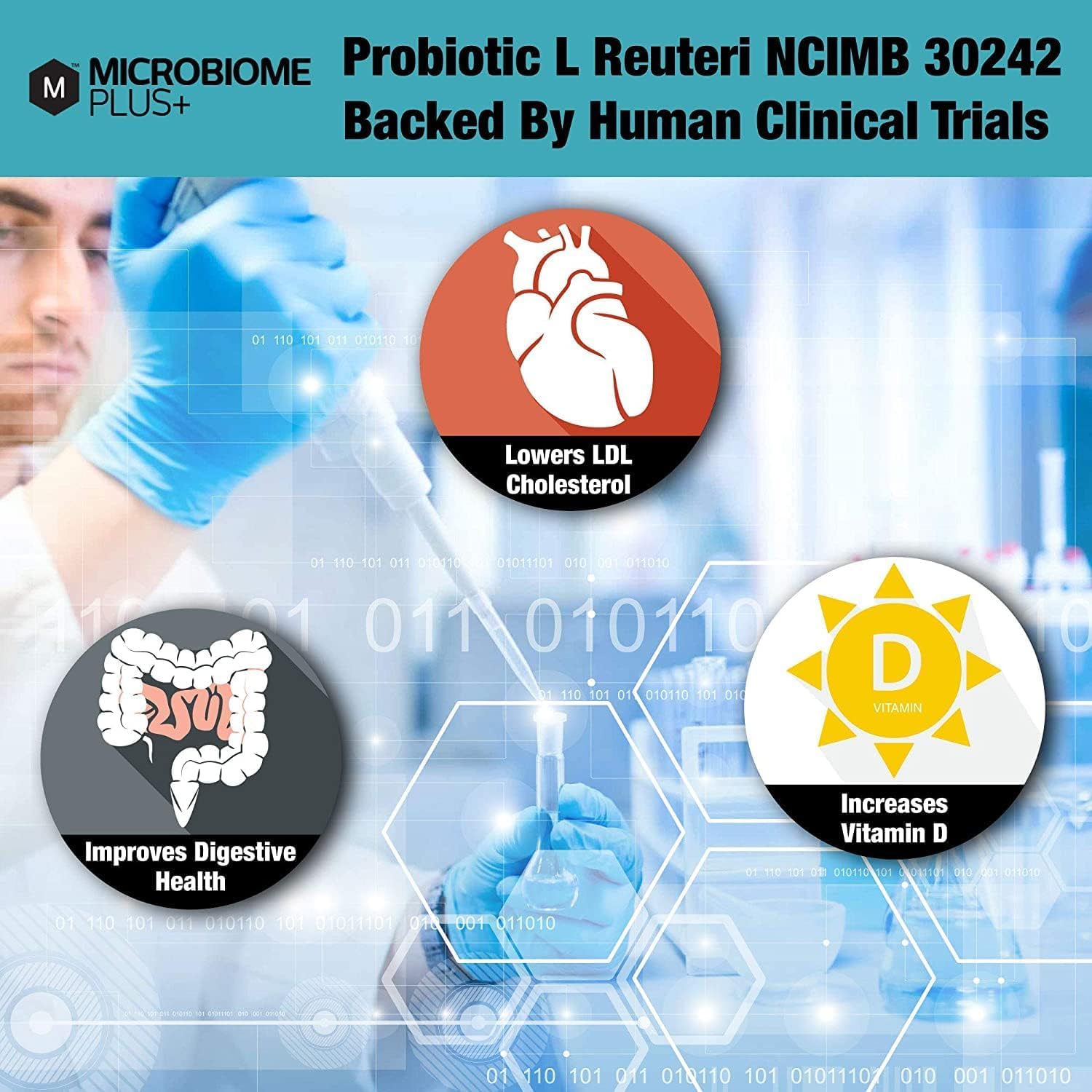 Microbiome Plus daily use scene with glass of water
