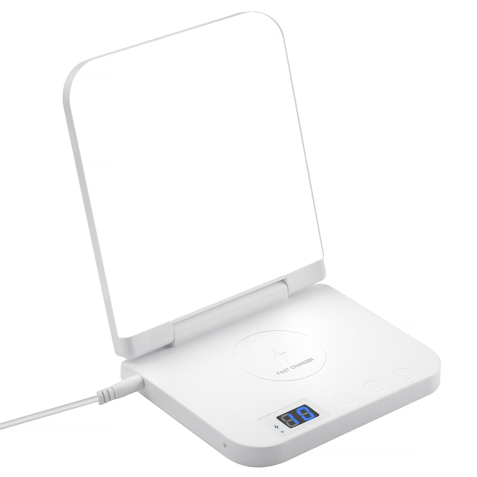MICROENE light therapy lamp on desk provides bright, energizing illumination for mornings