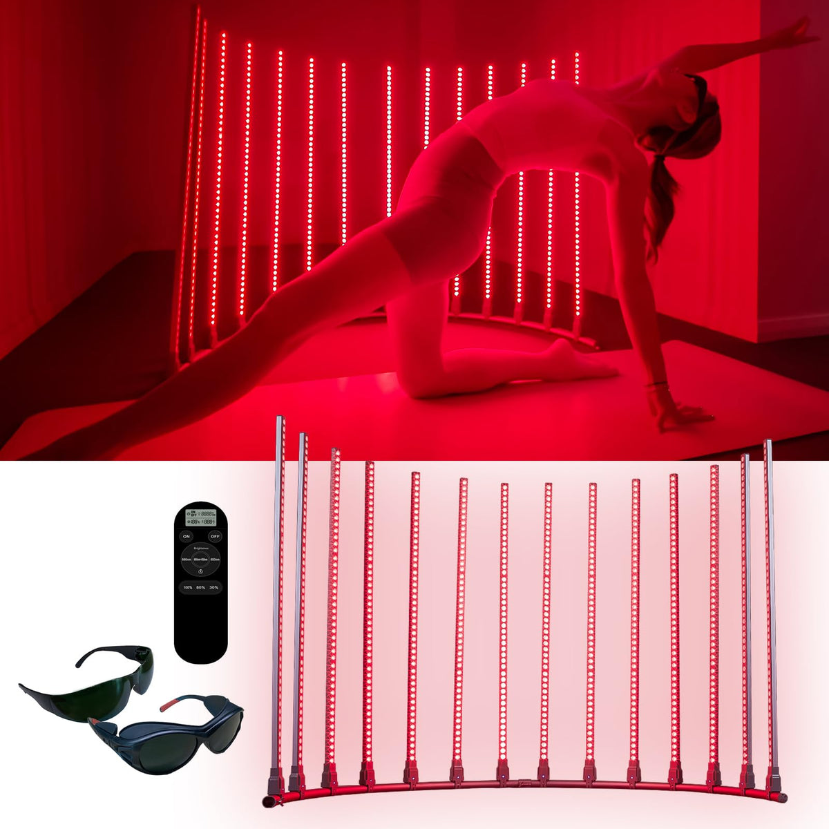 MicroENE red light lamp with full-body coverage for convenient recovery sessions at home