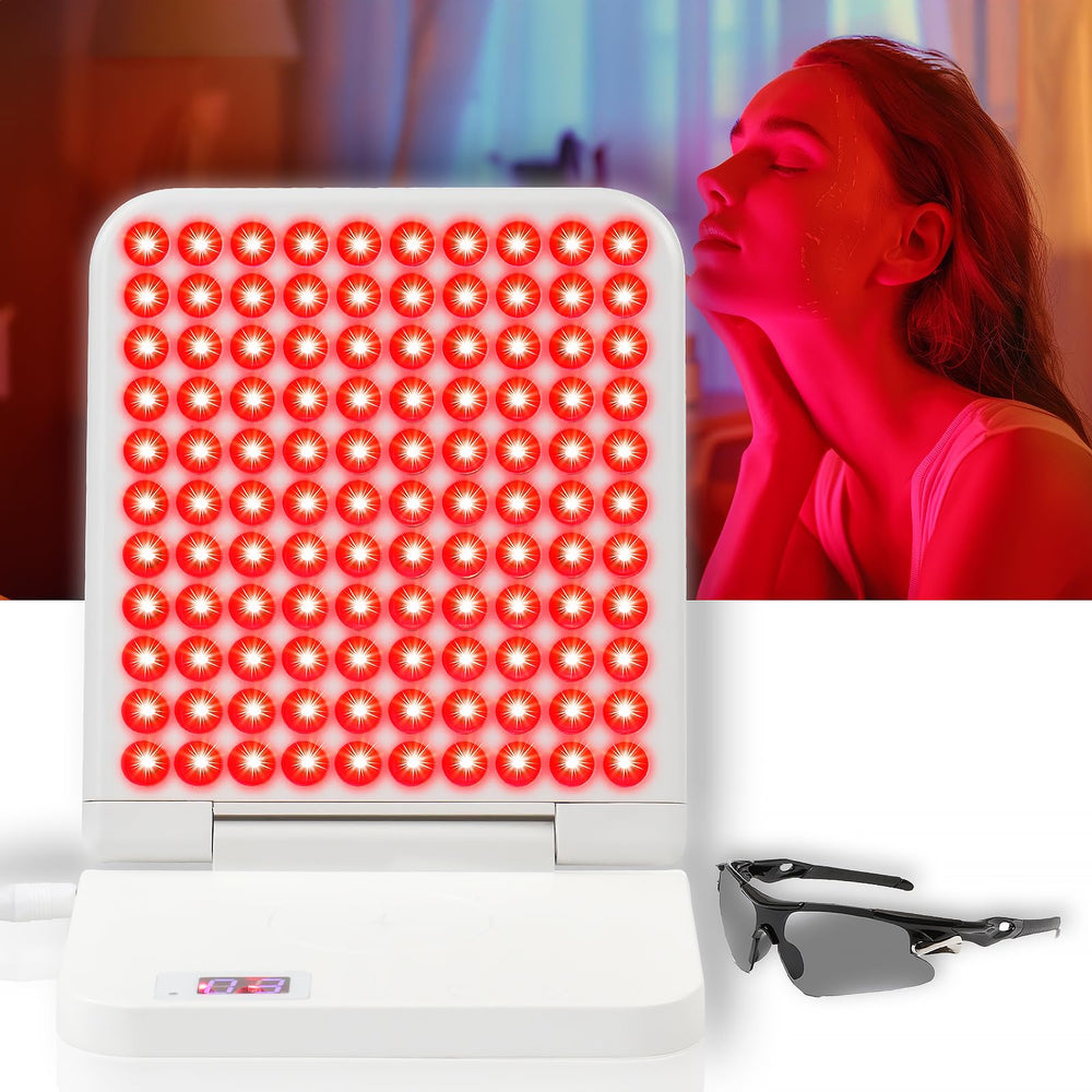 MicroENE red-light lamp front view for bedside skincare sessions.