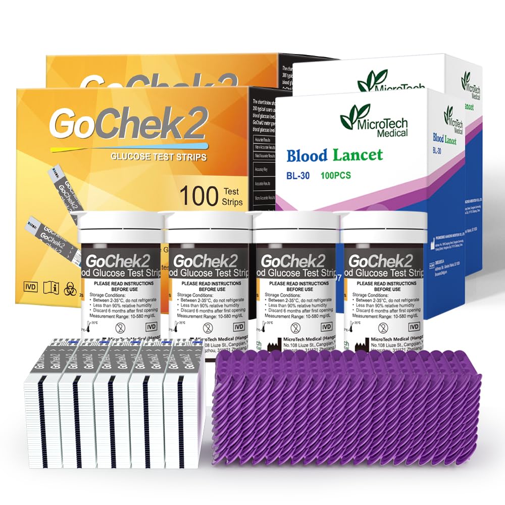 MicroTech blood glucose strips closeup highlighting precise home testing