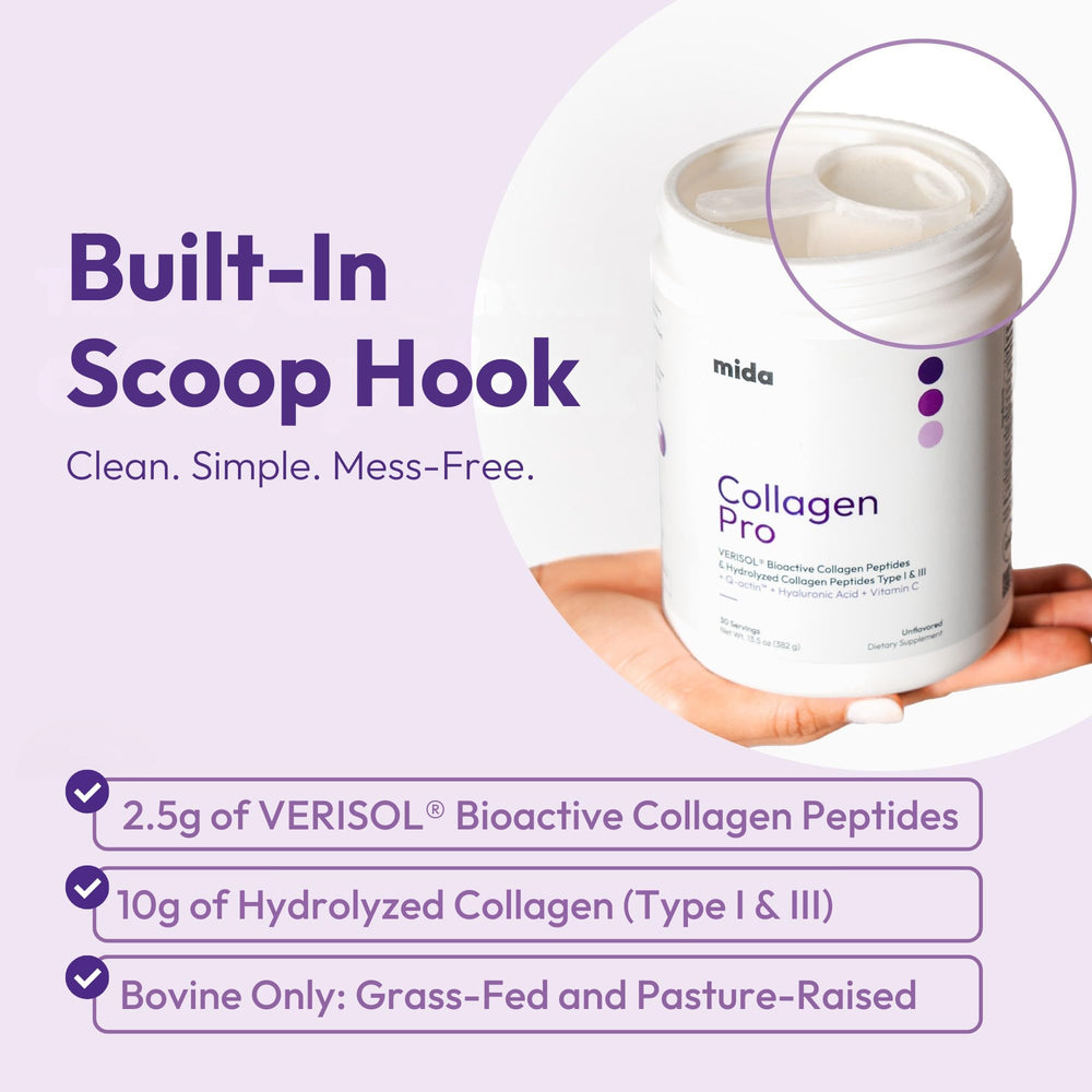 Unflavored VERISOL collagen powder blends into drinks easily