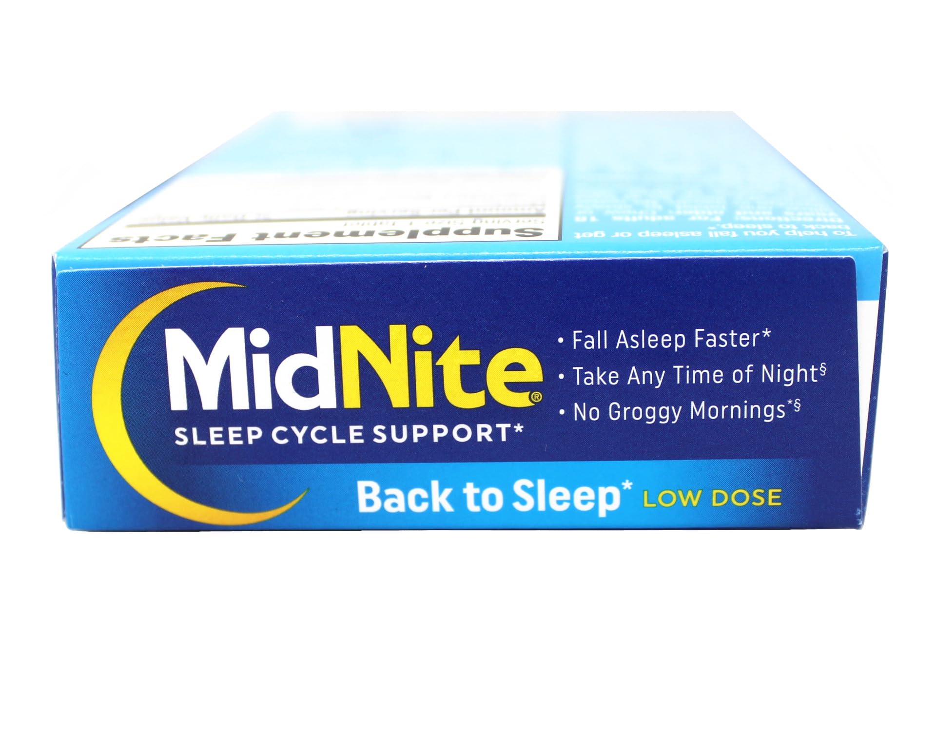 MidNite Sleep Cycle Support dissolving tablet close-up, no water needed.