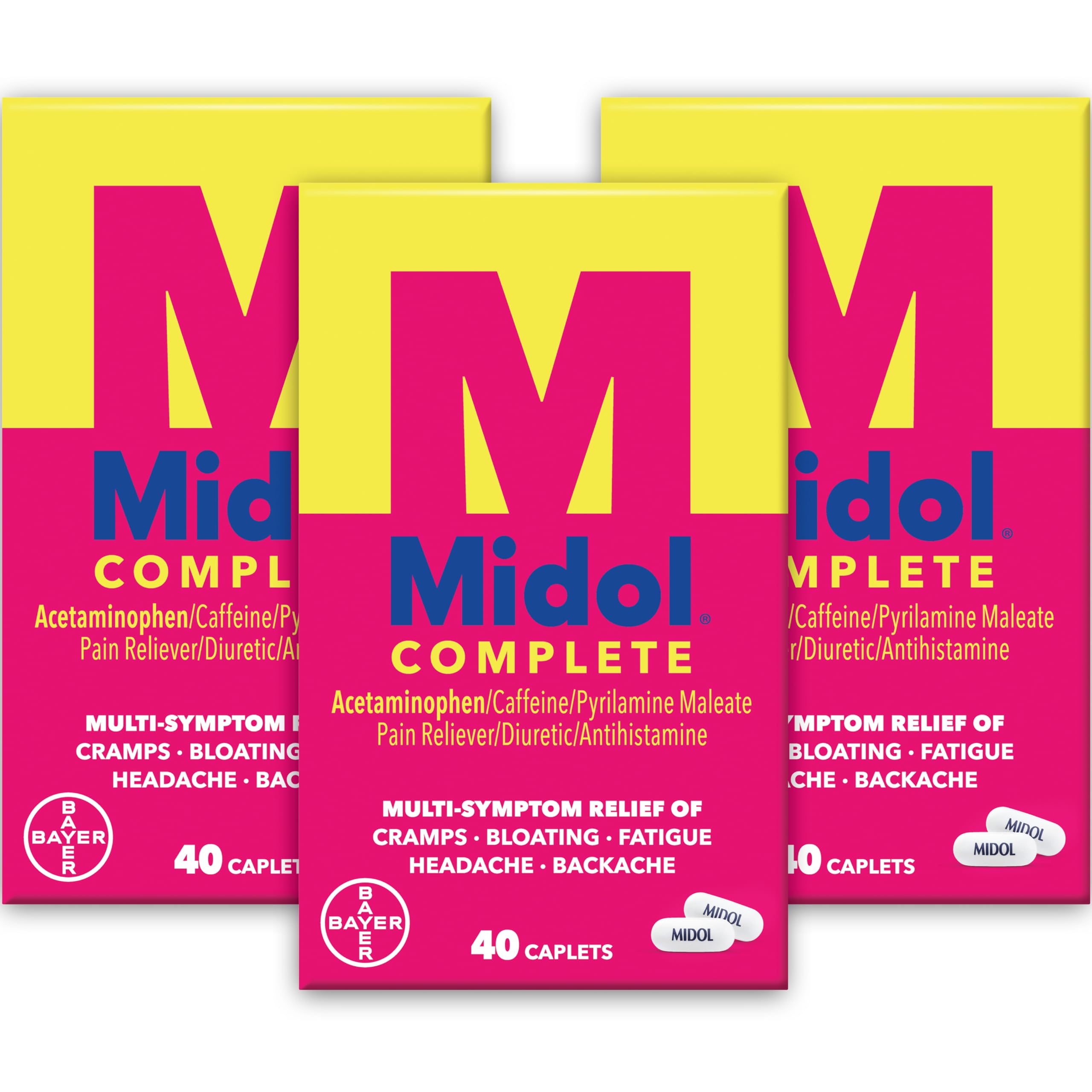 Midol Complete 3-pack box front view for menstrual relief