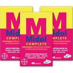 Midol Complete 3-pack box front view for menstrual relief