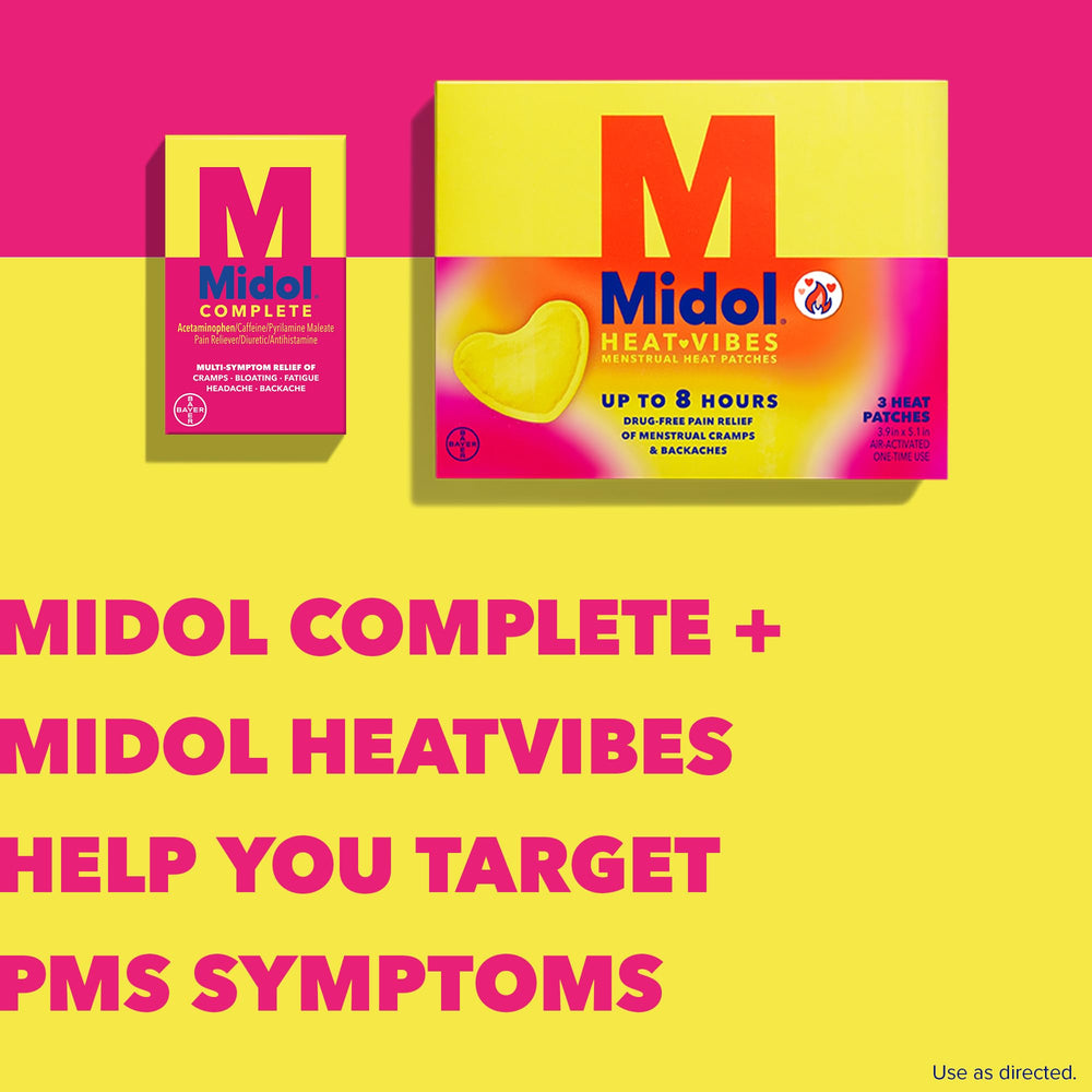 Midol Complete packaging variations on display