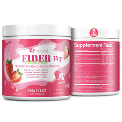 Migcopat 14G Fiber Powder tub front showing label for daily fiber support and gut wellness