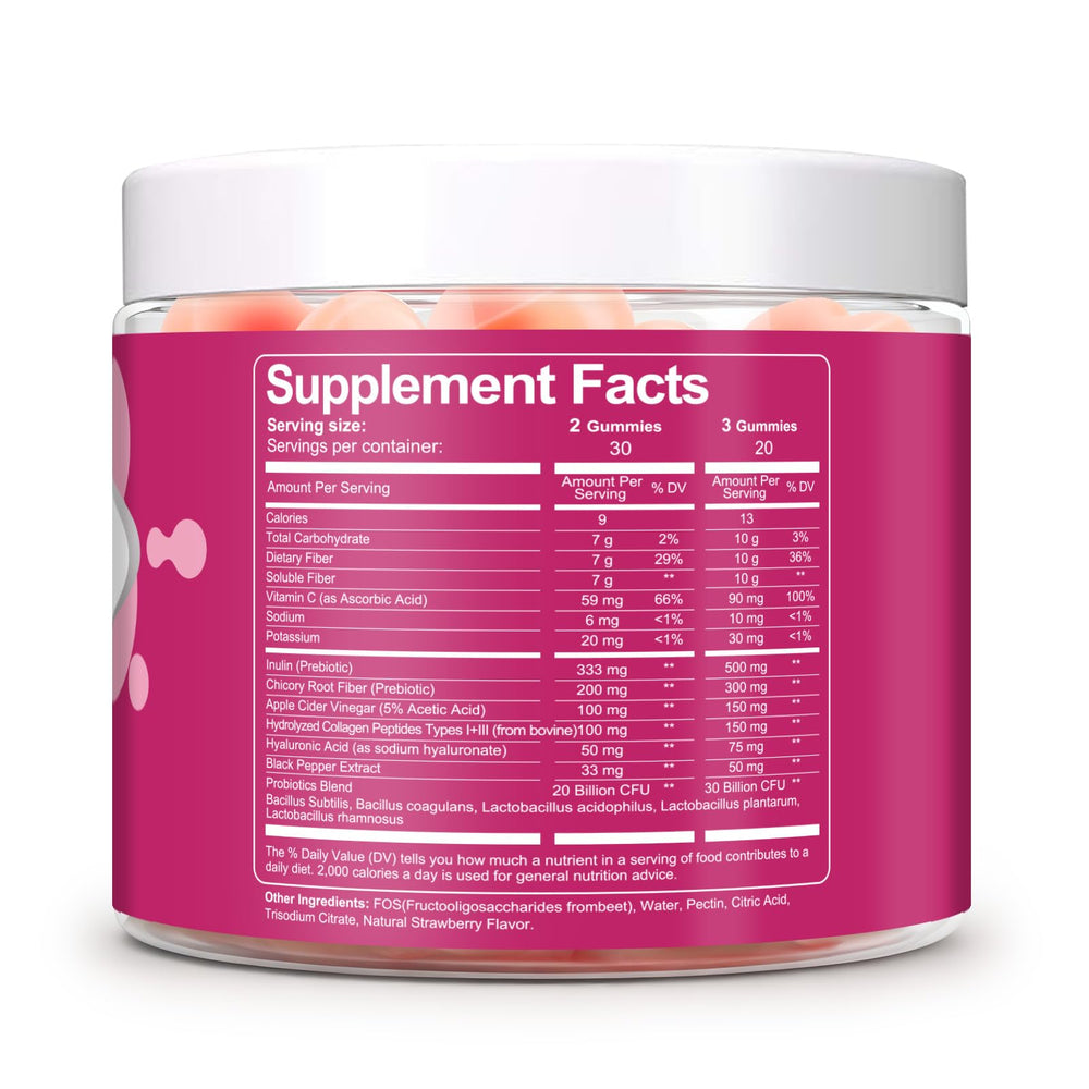 Migcopat gluten-free dairy-free gummies label close-up emphasizing allergen-friendly ingredients