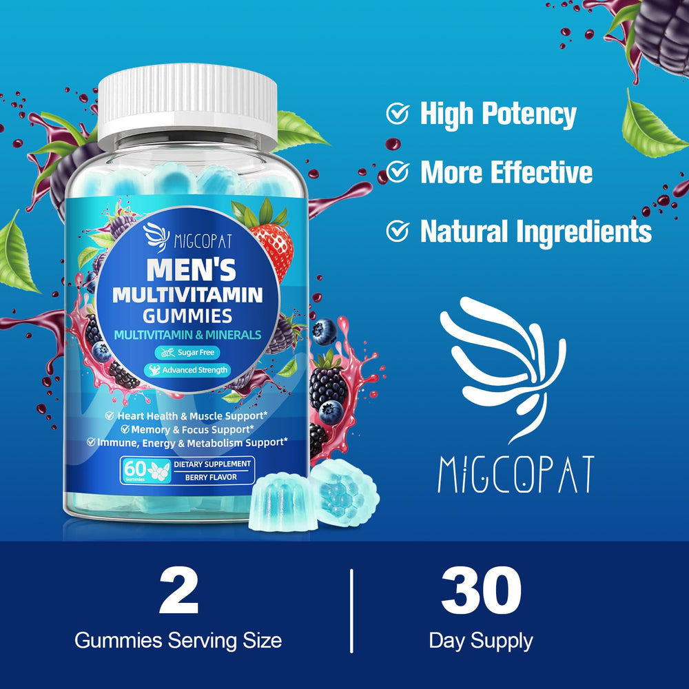 Migcopat Men's Multivitamin pack of 2 bottles on counter