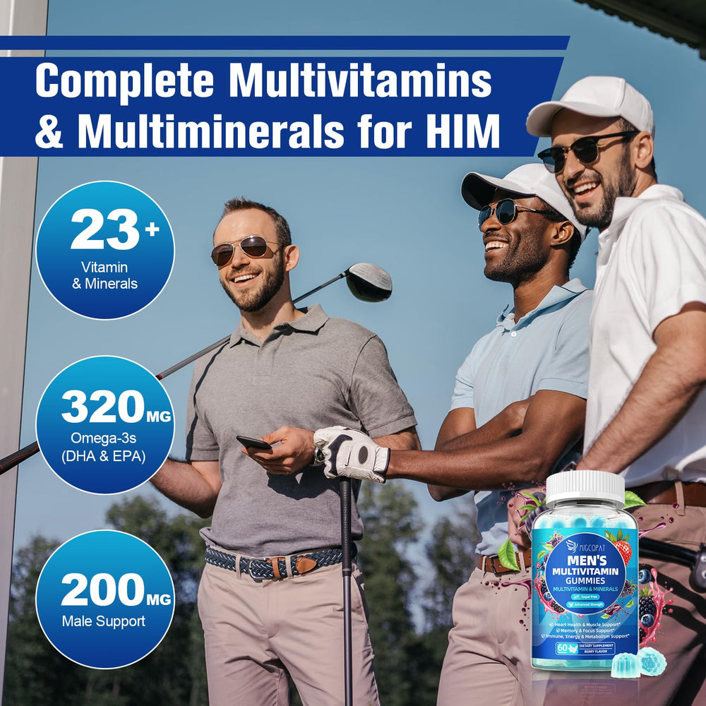 Migcopat Men's Multivitamin vegan gluten-free badge on label