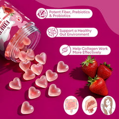 Migcopat probiotics 30B CFU gummies jar close-up suggesting gut balance and nutrient absorption help