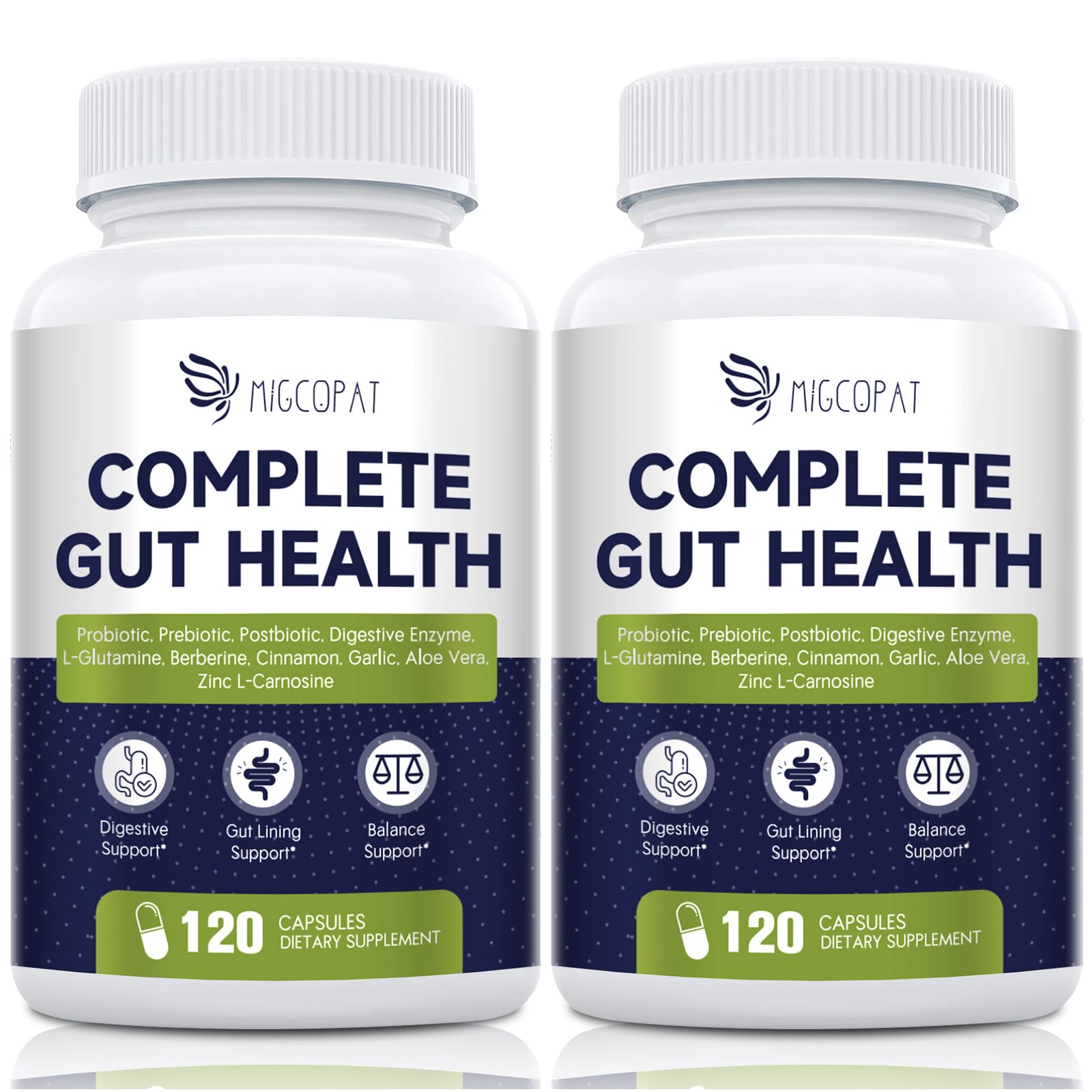 Migcopat Probiotics 80B CFU capsules for daily digestive comfort.
