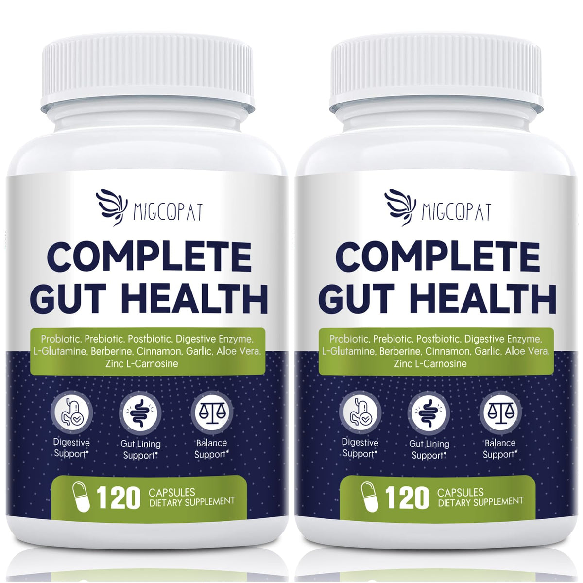 Migcopat Probiotics 80B CFU capsules for daily digestive comfort.