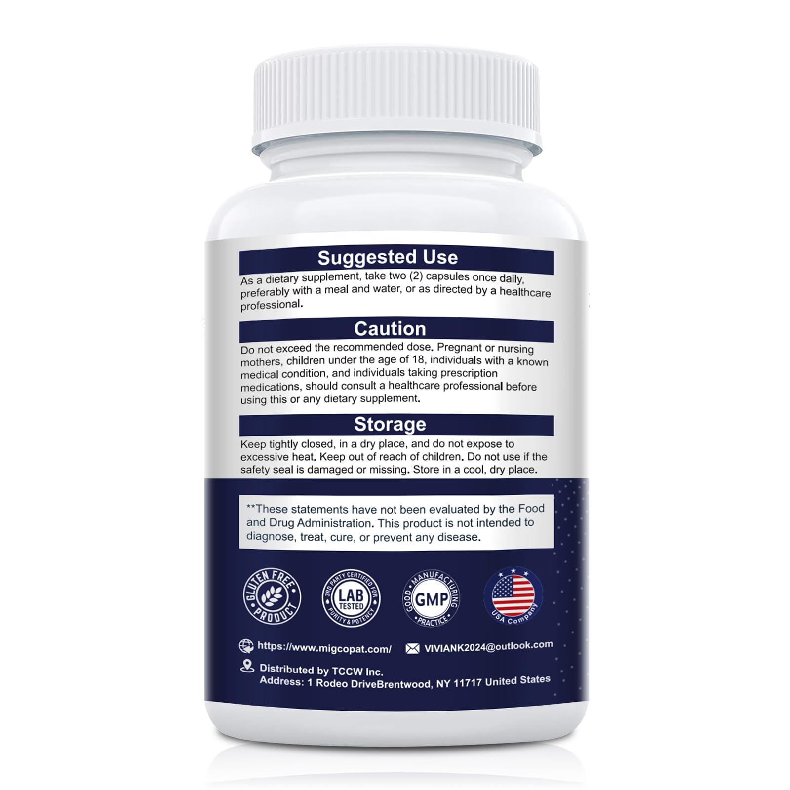 Migcopat Probiotics bottle ready for everyday digestive support.