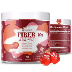 Migcopat apple-flavored sugar-free fiber gummies bottle front showing daily fiber support