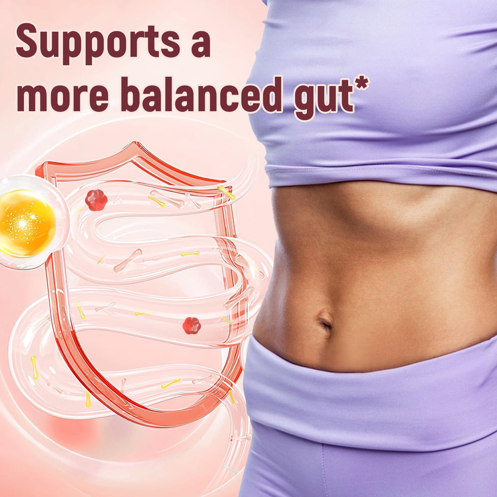 Migcopat open bottle with gummies spilled for on-the-go fiber intake