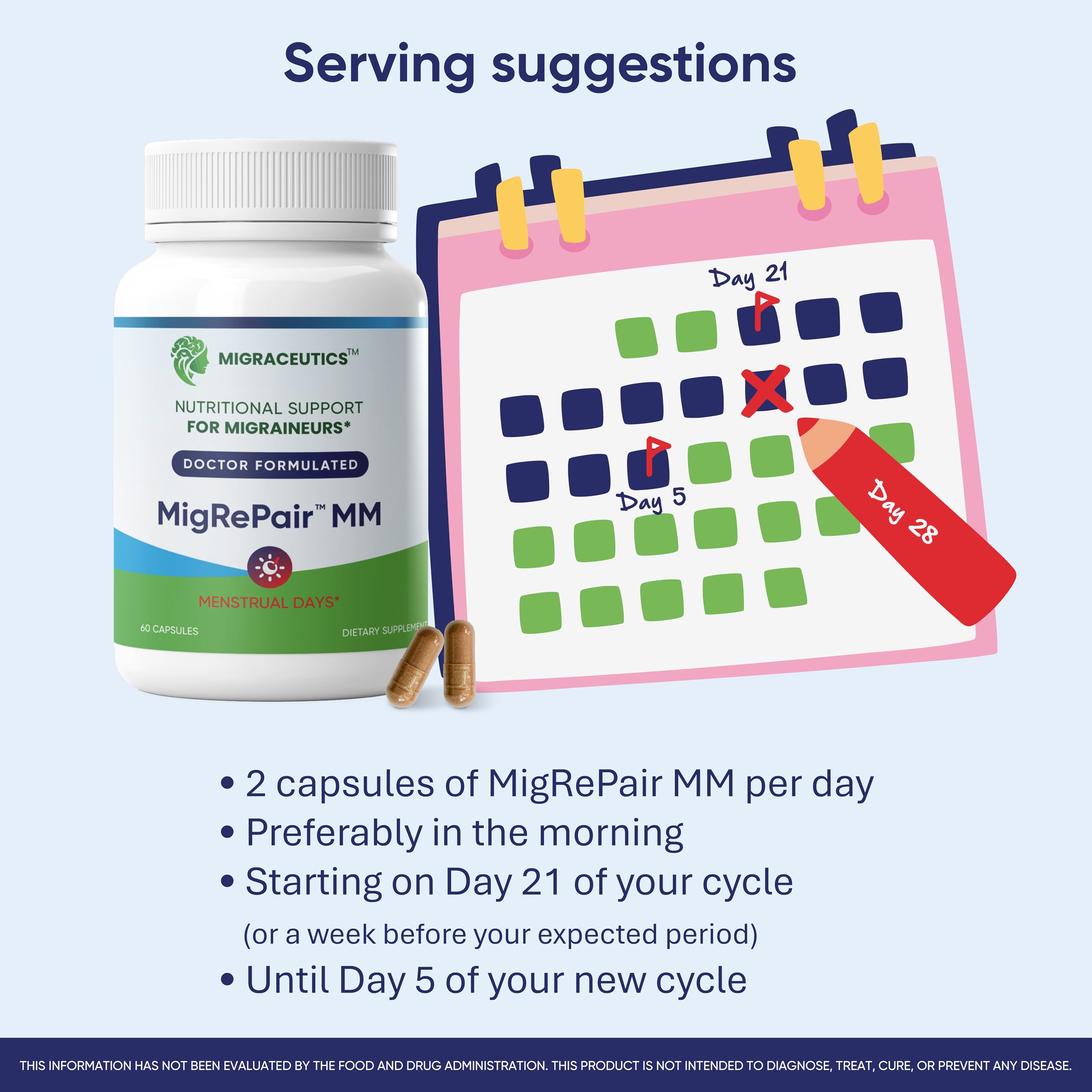Close-up of MigRePair MM capsules for easy daily menstrual migraine relief