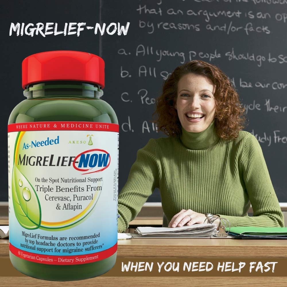 MigreLief-NOW capsules close-up shows vegetarian capsules