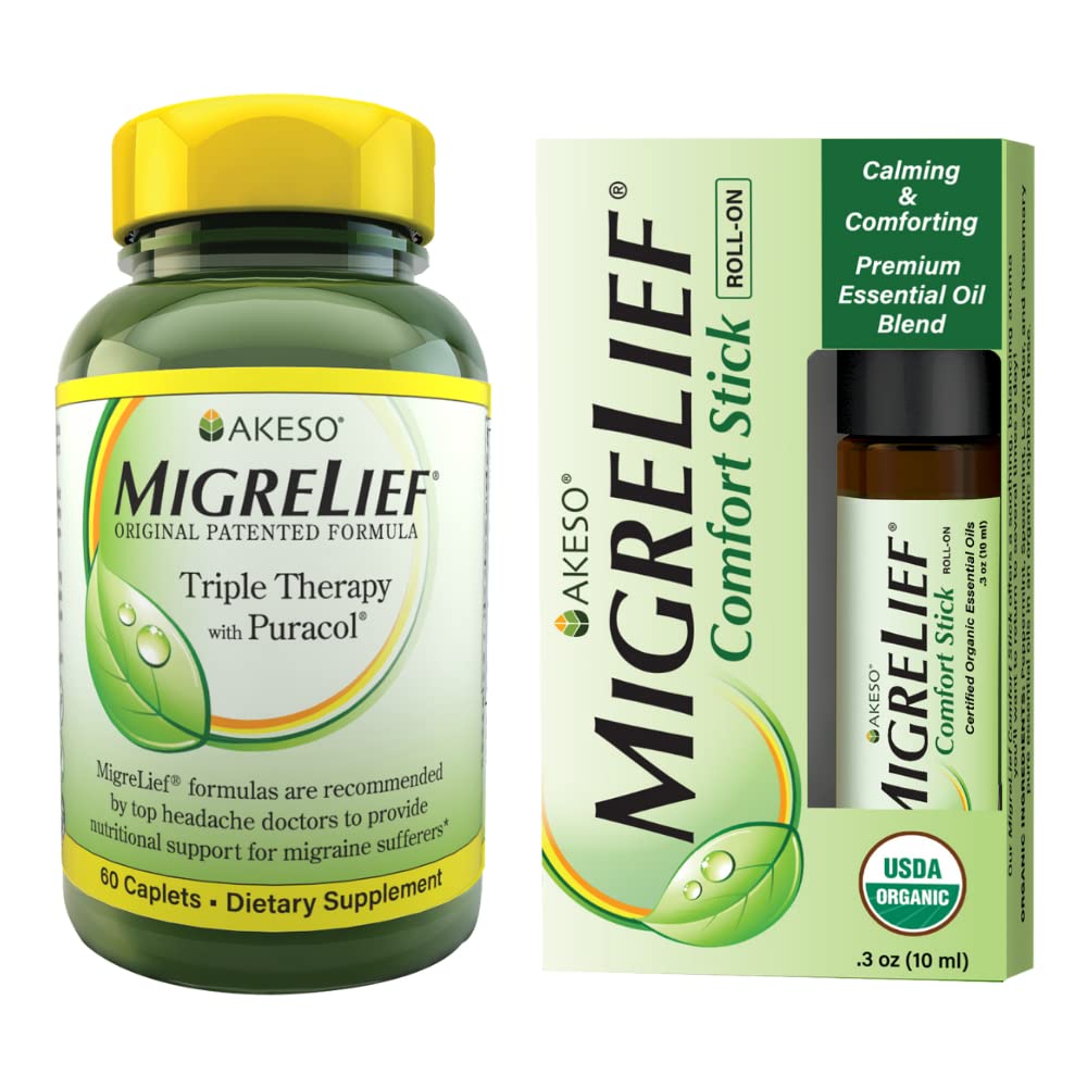 MigreLief Original bottle front, daily supplement for neurological support.