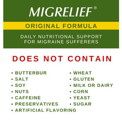 MigreLief packaging front view demonstrates quality and daily use.