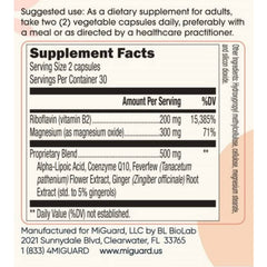 MIGUARD bottle against a clean backdrop highlighting drug free ingredients.