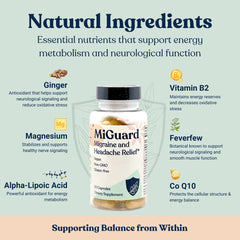 Close up of MIGUARD capsules for easy daily use.
