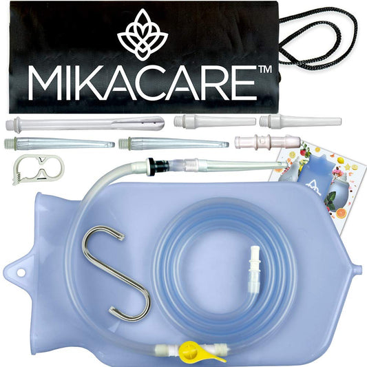Mikacare Enema Bag Kit with 2-quart clear silicone reservoir for at-home use