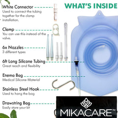 Mikacare Enema Bag Kit: 6-foot tubing for flexible reach and comfortable handling.
