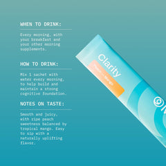 Mikra Clarity ingredients label highlights Citicoline and Lion’s Mane for cognitive support.