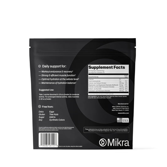 Mikra Hydrate lemon lime packets delivering refreshing hydration when needed.