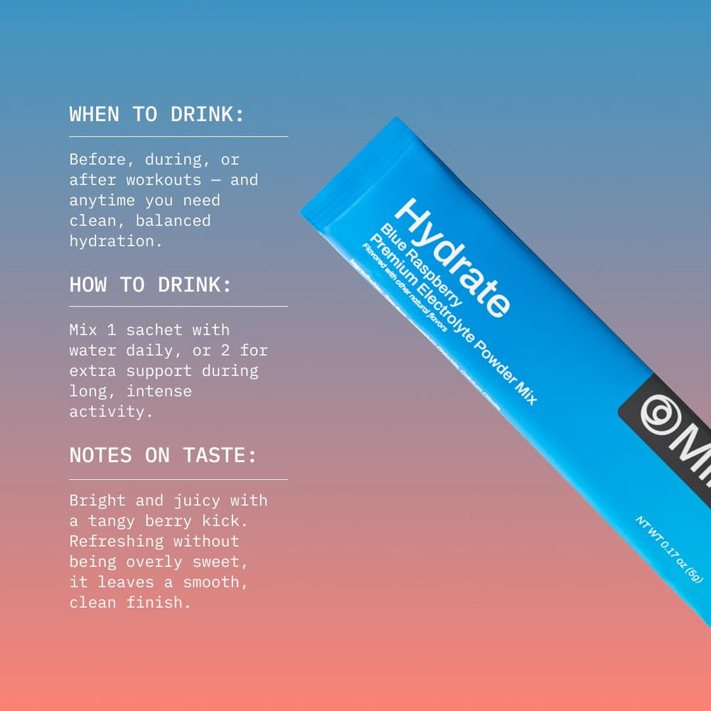 Mikra Hydrate watermelon yuzu packets offering low-carb, sugar-free refreshment after training.