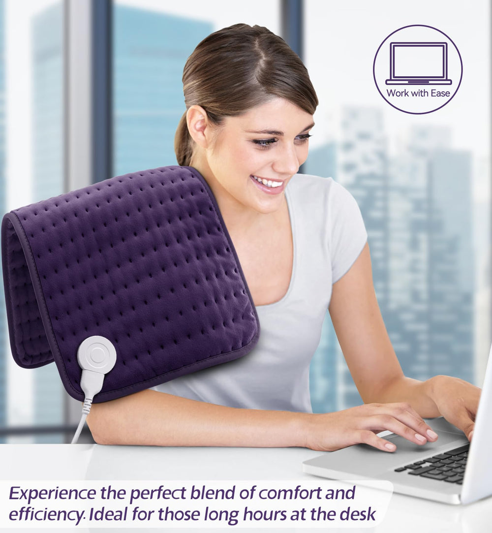 MIKRALE heating pad size 12x24 provides broad warmth across back and shoulders
