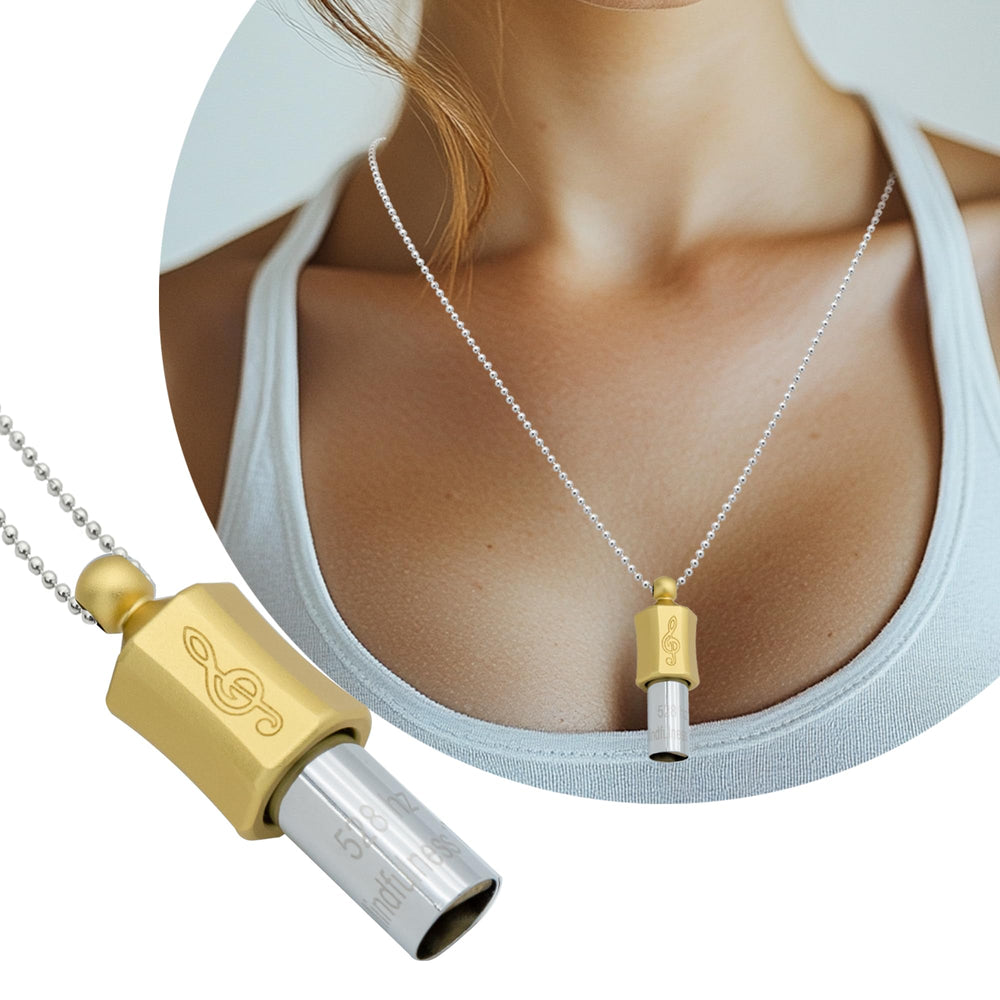 MIKUHOT Breathing Tool on necklace in hand for on-the-go mindfulness